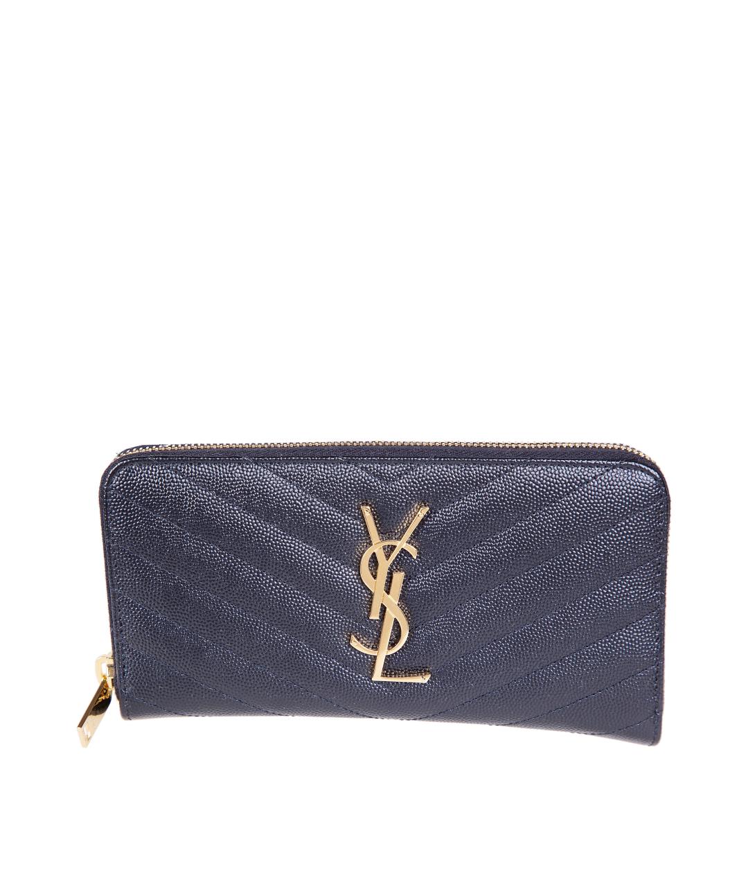SAINT LAURENT Черный кожаный кошелек, фото 1