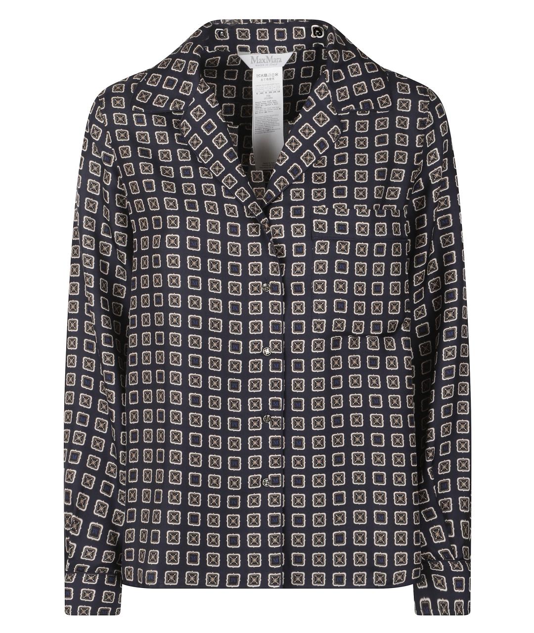 MAX MARA Темно-синяя шелковая рубашка, фото 1