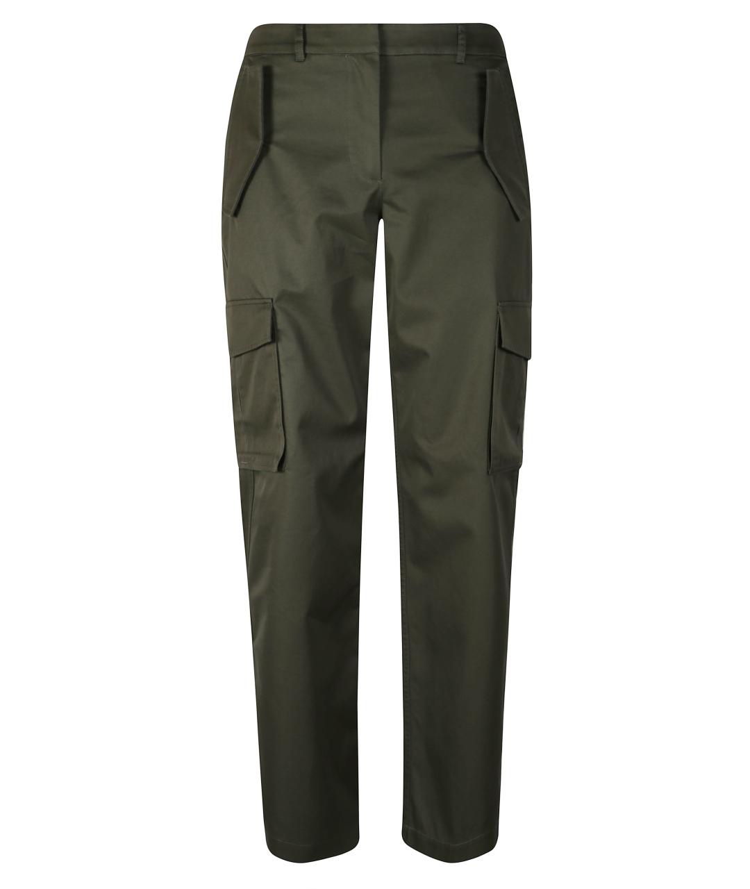 BURBERRY Зеленые хлопковые прямые брюки, фото 1