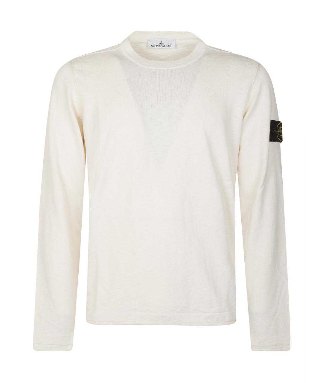STONE ISLAND Белый хлопковый джемпер / свитер, фото 1