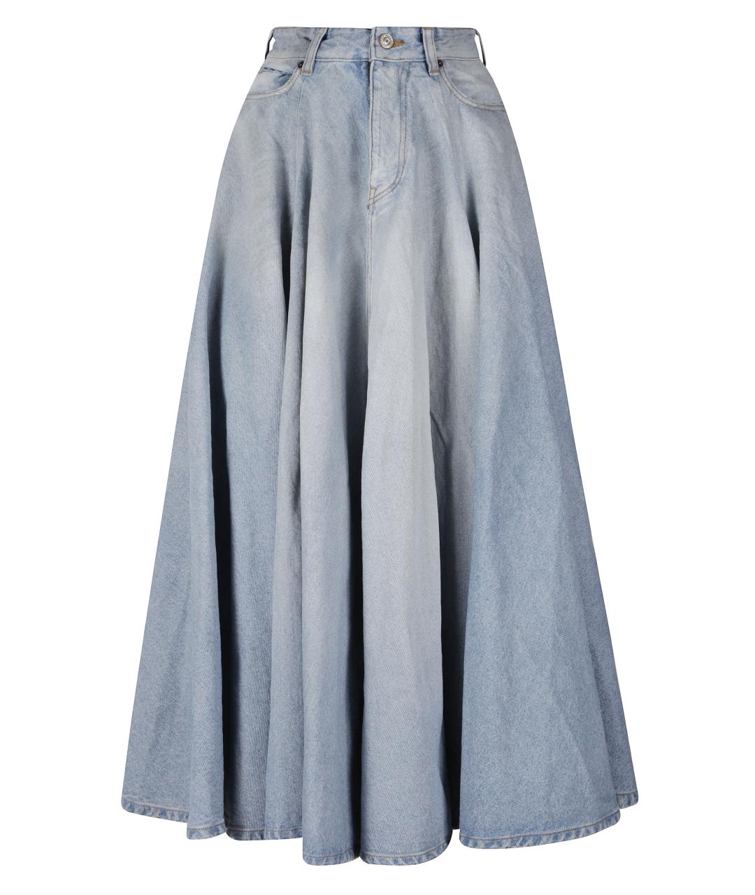 BALENCIAGA Голубая хлопковая юбка макси, фото 1