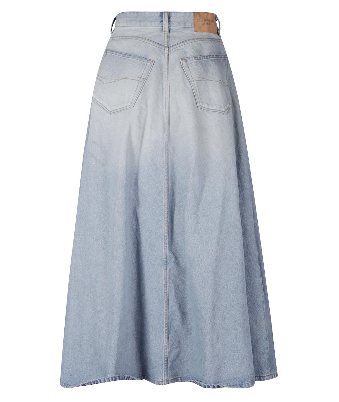 BALENCIAGA Голубая хлопковая юбка макси, фото 3
