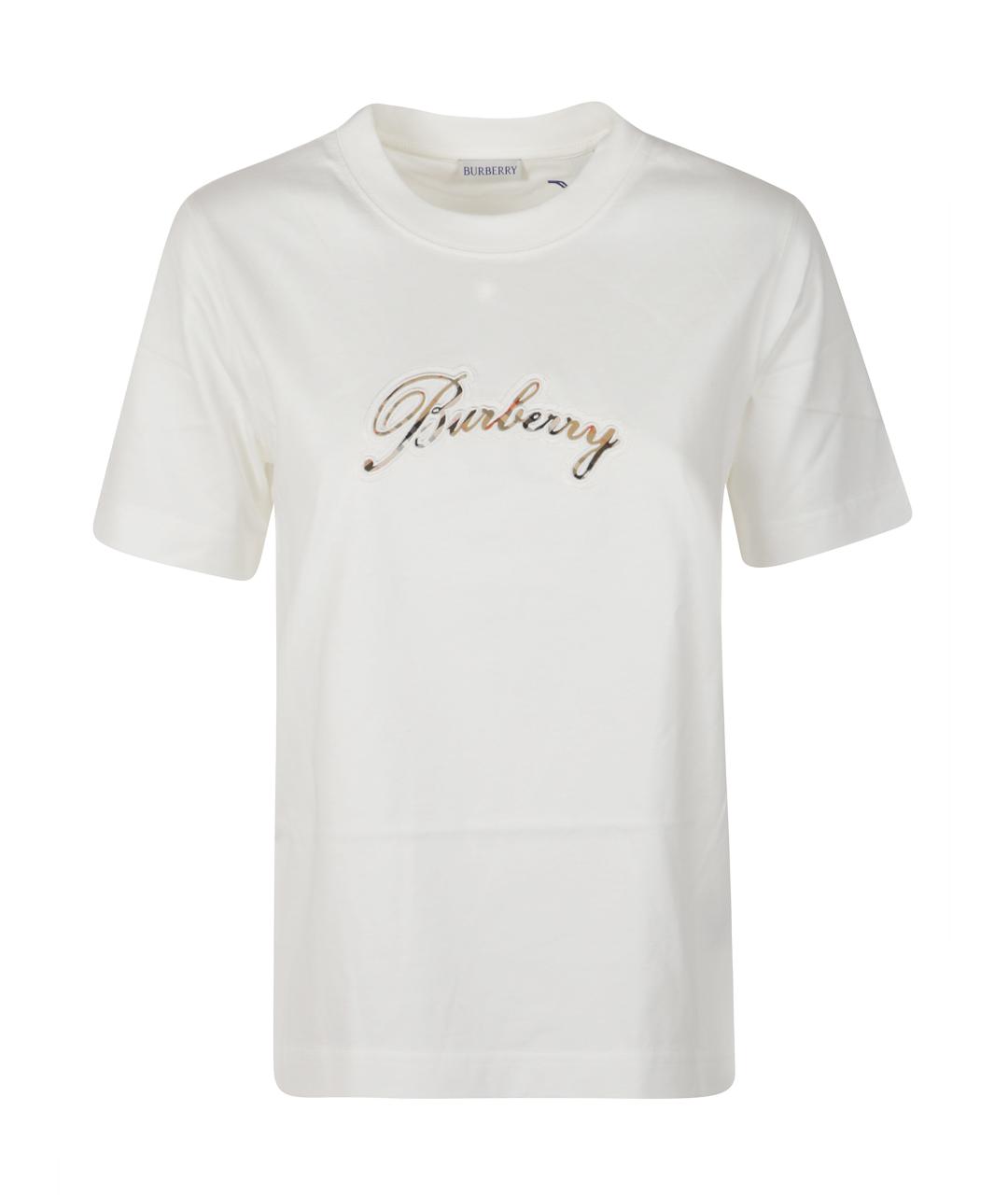 BURBERRY Белая хлопковая футболка, фото 1