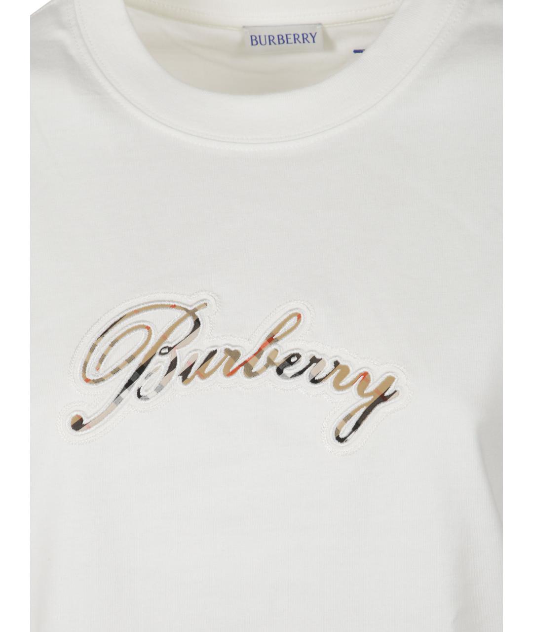 BURBERRY Белая хлопковая футболка, фото 2