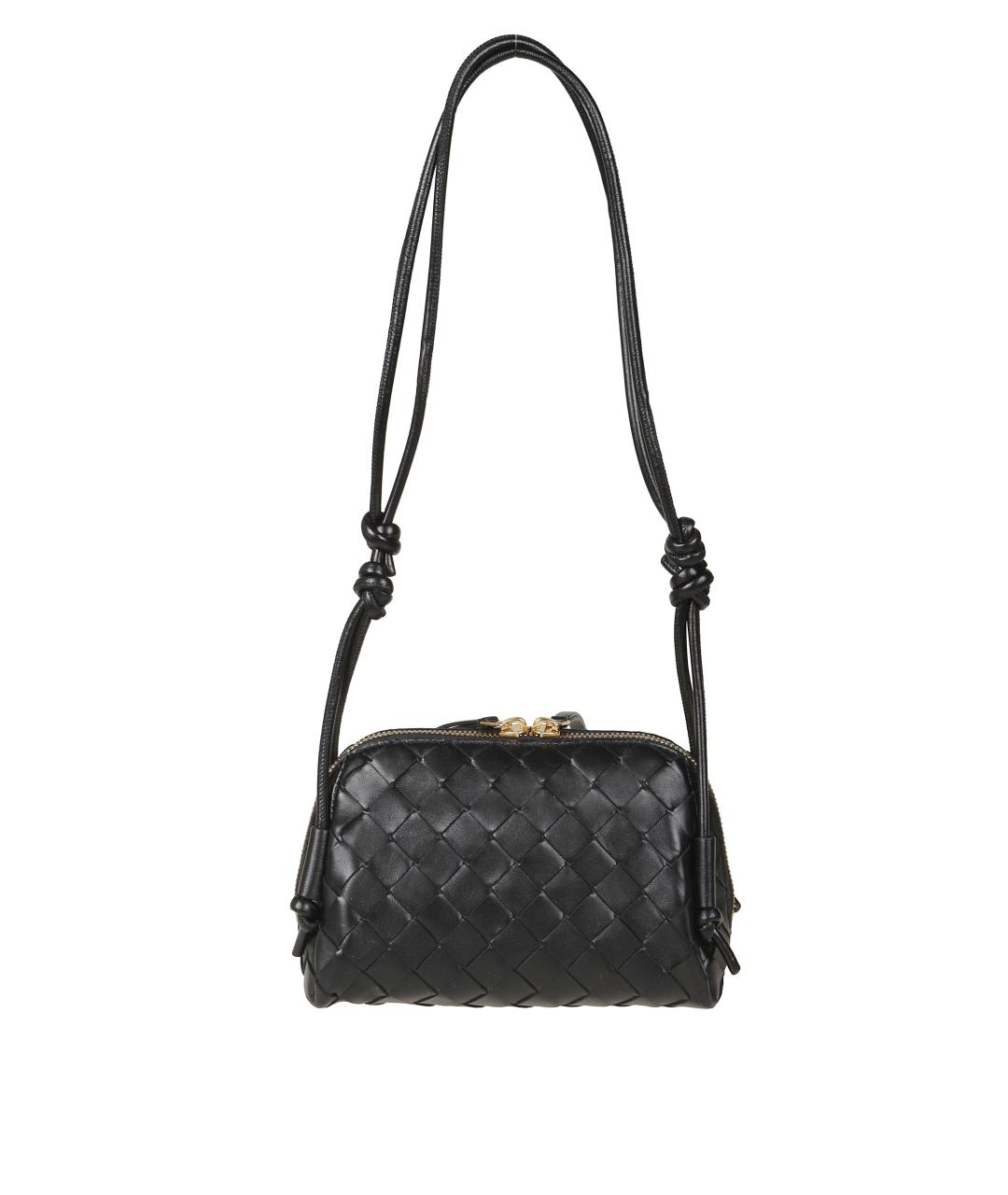 BOTTEGA VENETA Черная кожаная сумка через плечо, фото 2