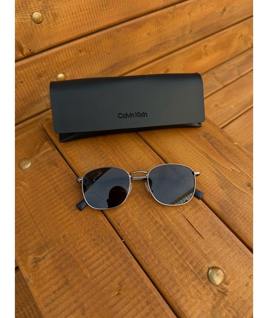 CALVIN KLEIN Темно-синие металлические солнцезащитные очки, фото 4