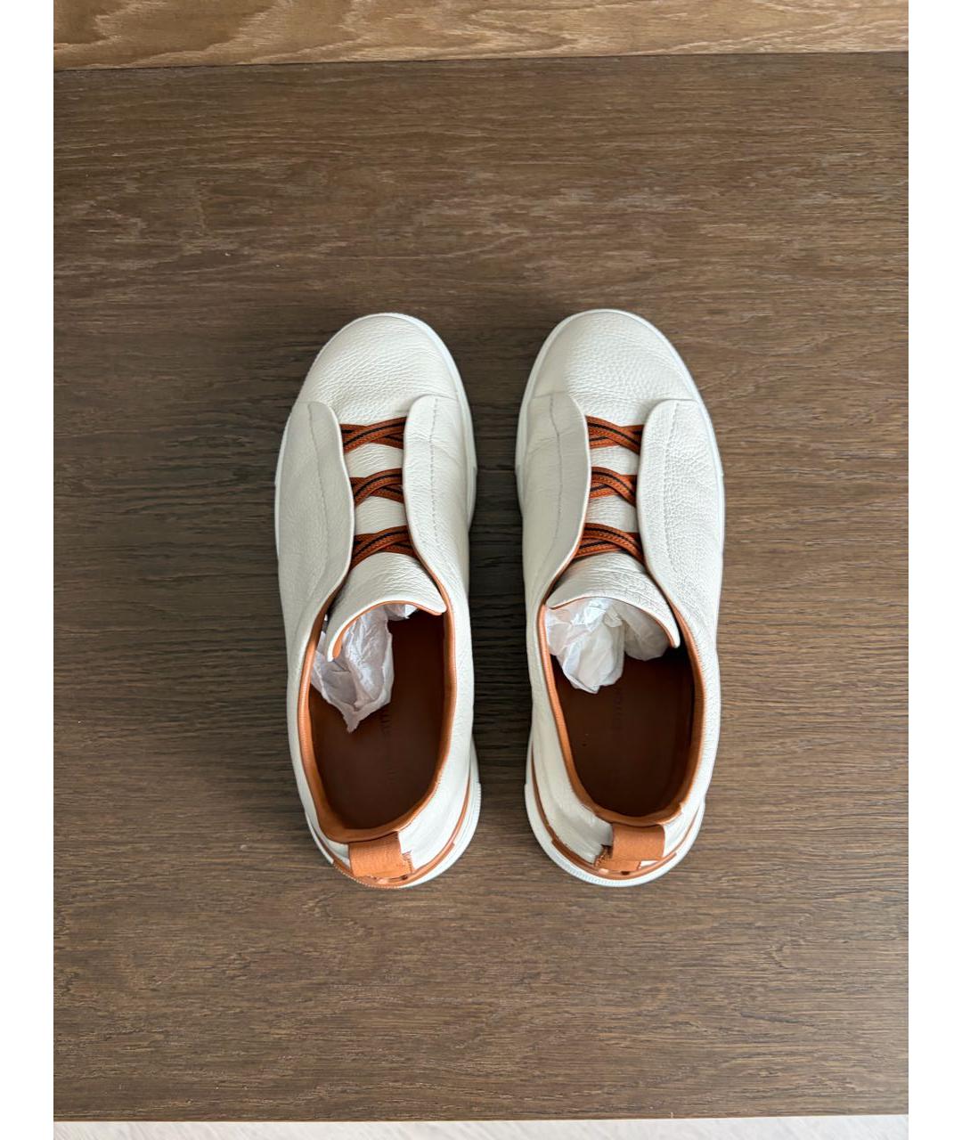 ZEGNA Бежевые кожаные слипоны, фото 3