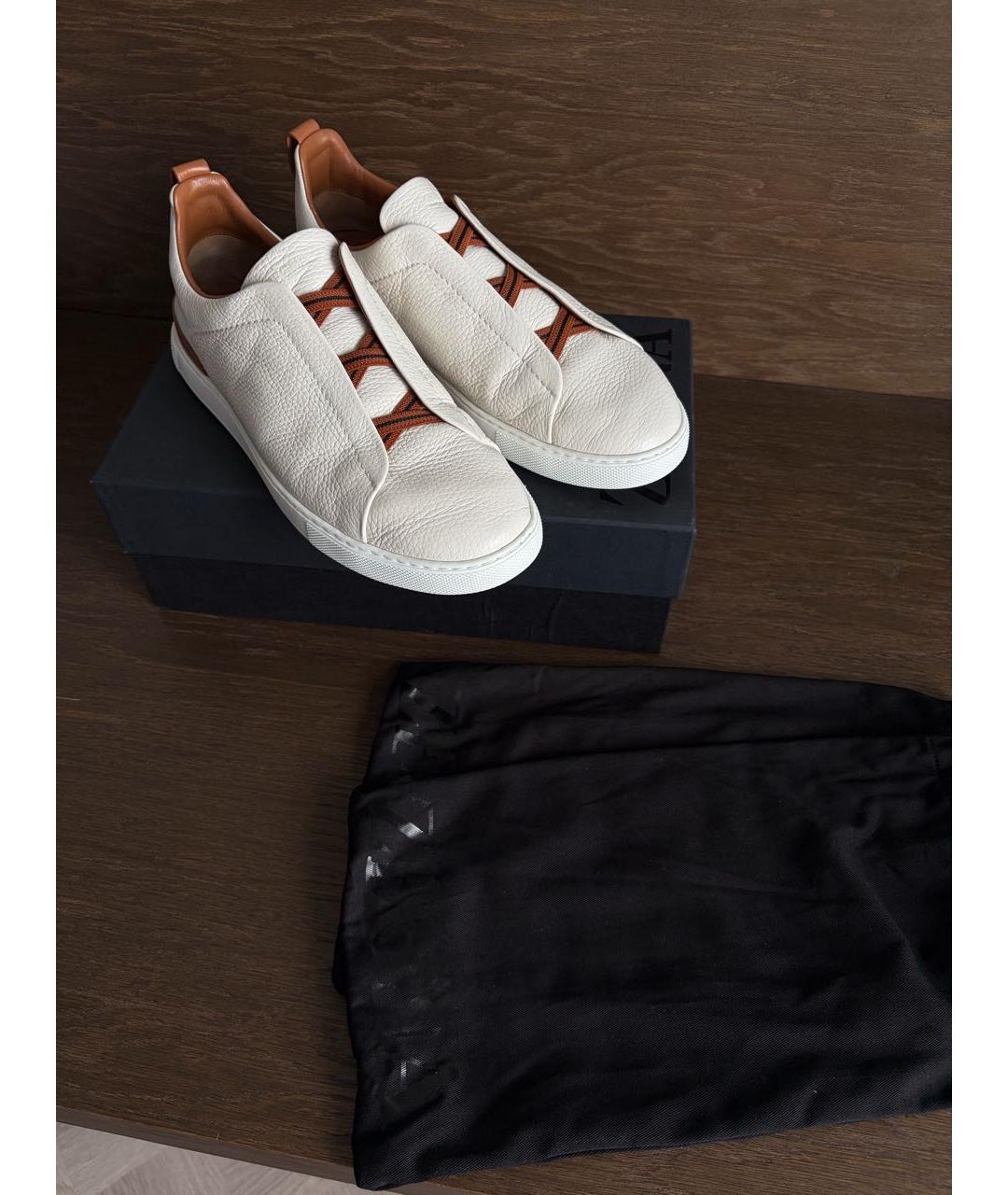 ZEGNA Бежевые кожаные слипоны, фото 5