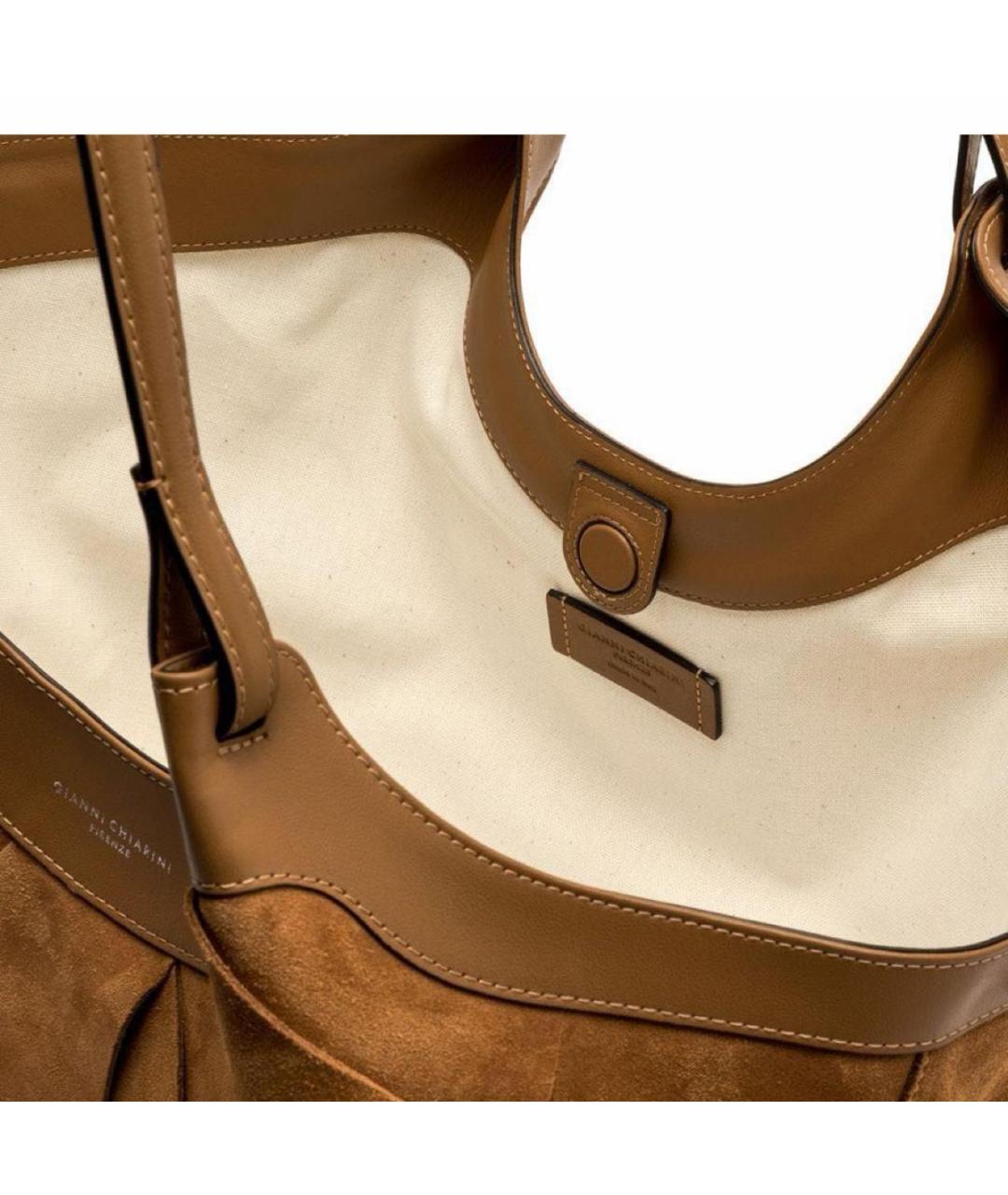 Gianni Chiarini Коричневая замшевая сумка тоут, фото 4