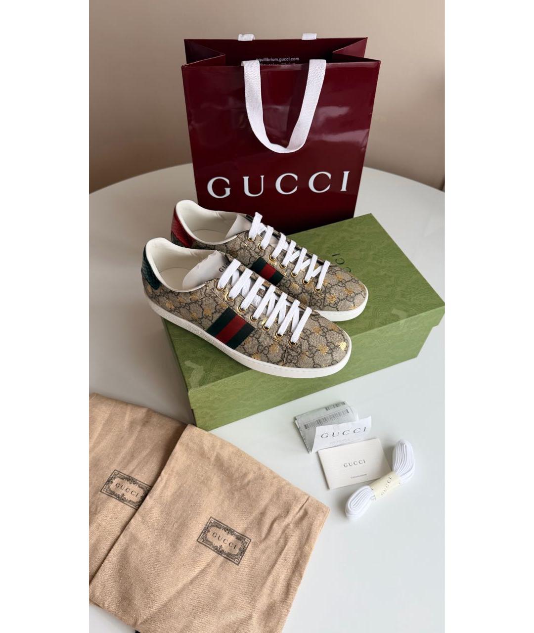 GUCCI Коричневые кожаные кеды, фото 7