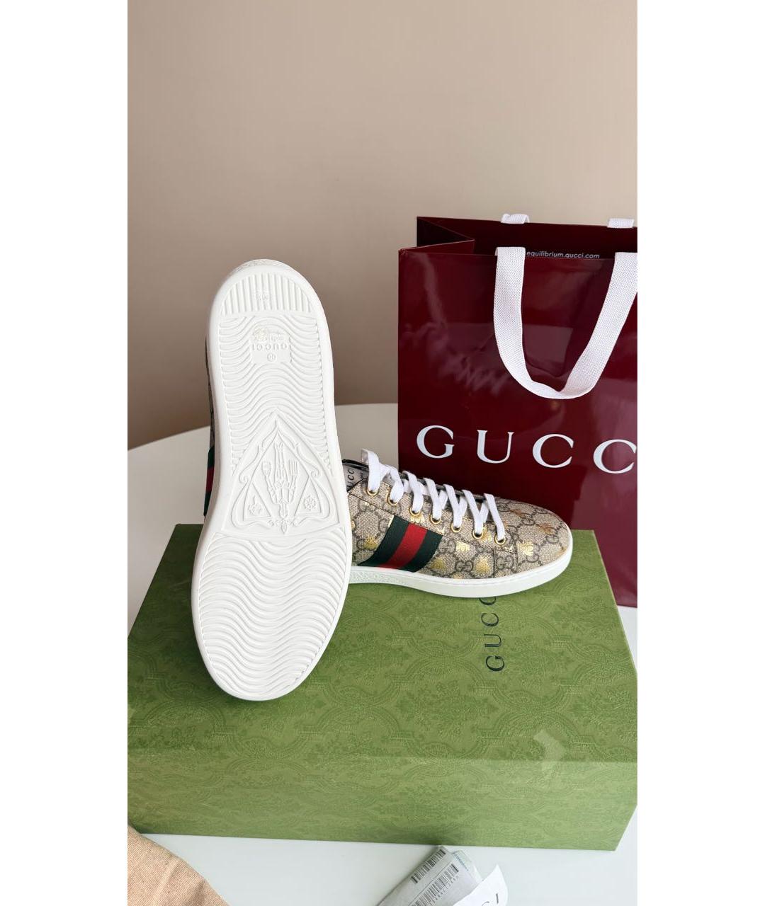 GUCCI Коричневые кожаные кеды, фото 6