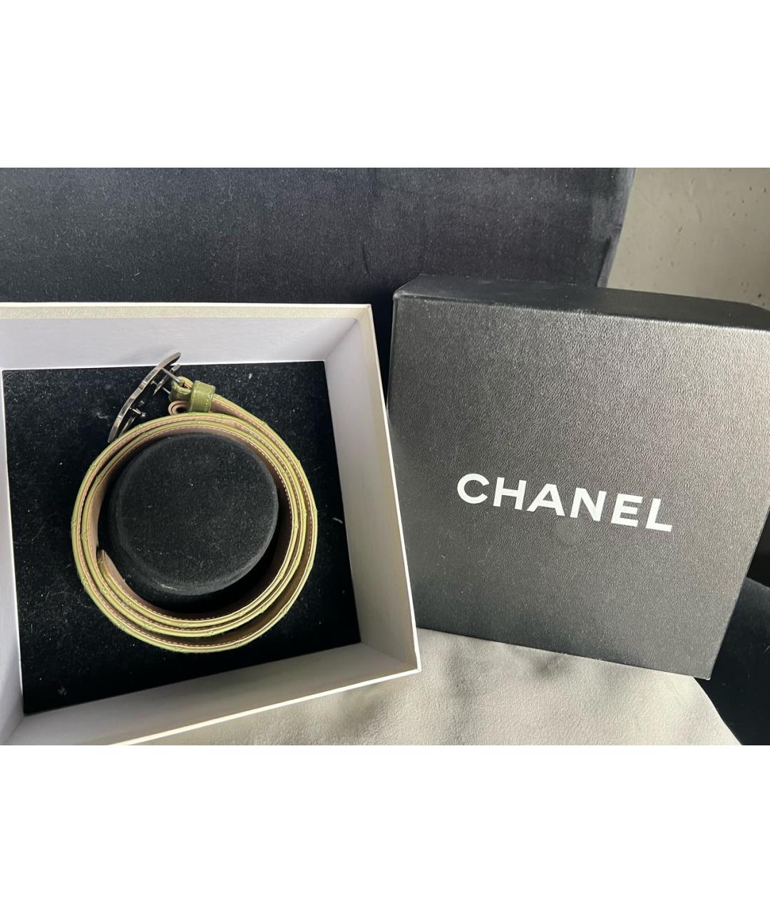 CHANEL Зеленый кожаный ремень, фото 6