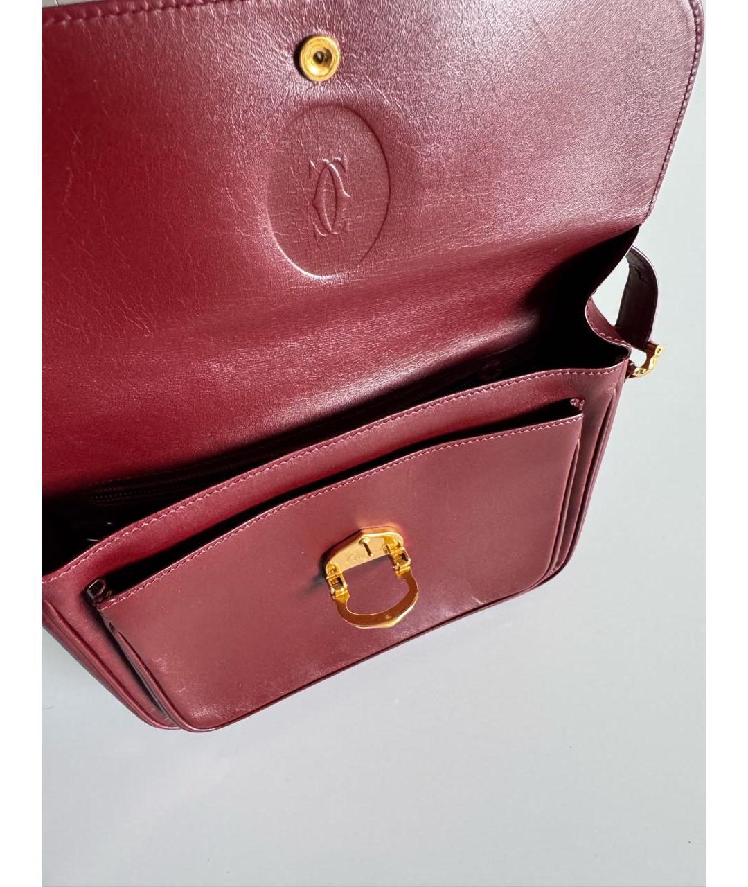 CARTIER Бордовая кожаная сумка через плечо, фото 5