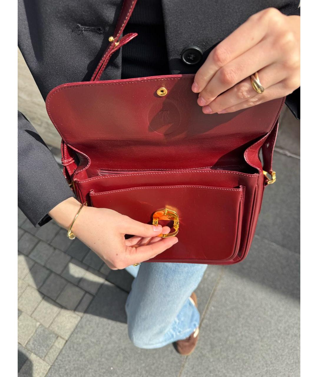 CARTIER Бордовая кожаная сумка через плечо, фото 8