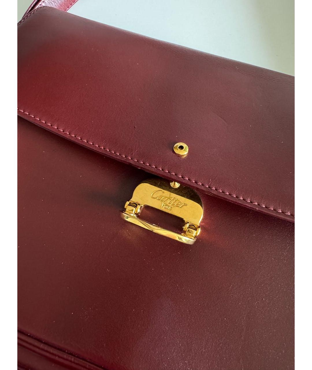CARTIER Бордовая кожаная сумка через плечо, фото 4