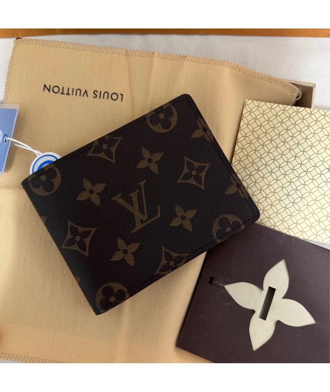 LOUIS VUITTON Коричневый кожаный кошелек, фото 7
