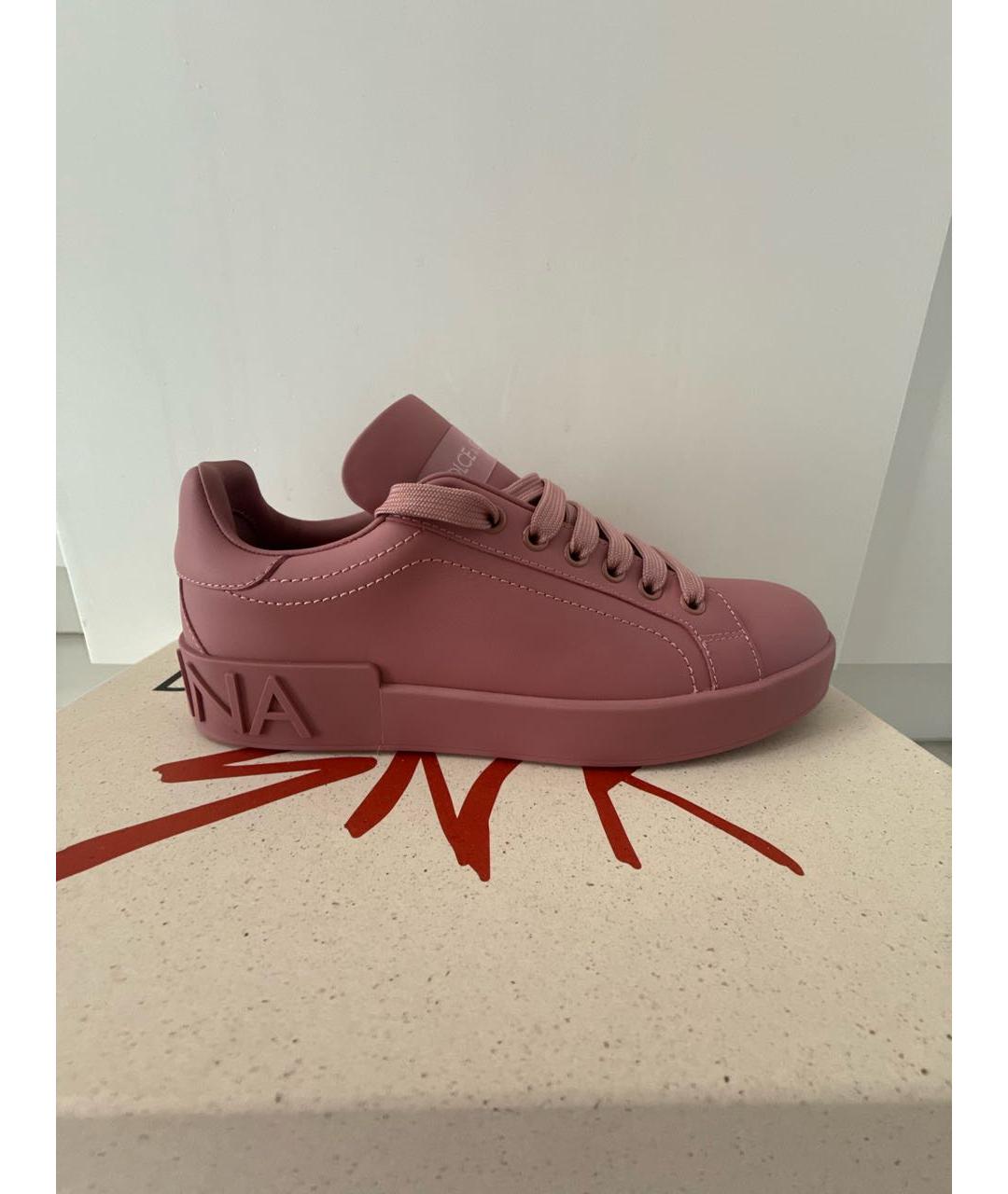 DOLCE&GABBANA Розовые кожаные кеды, фото 8