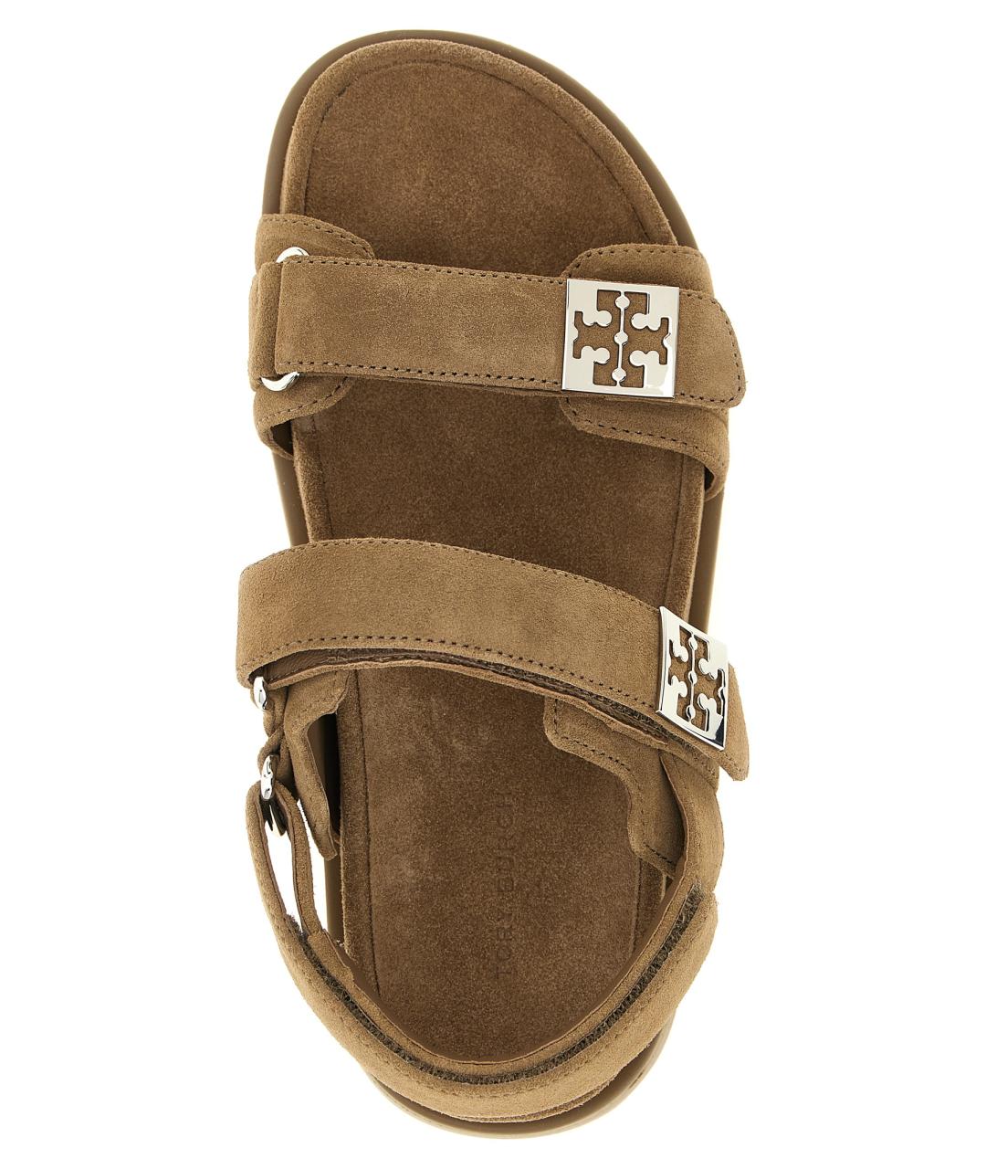 TORY BURCH Коричневые замшевые сандалии, фото 4