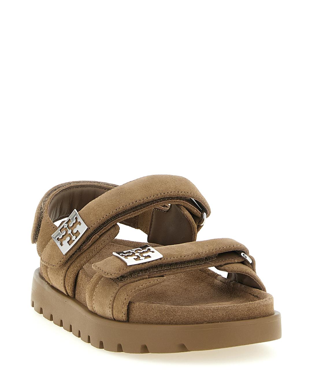 TORY BURCH Коричневые замшевые сандалии, фото 2