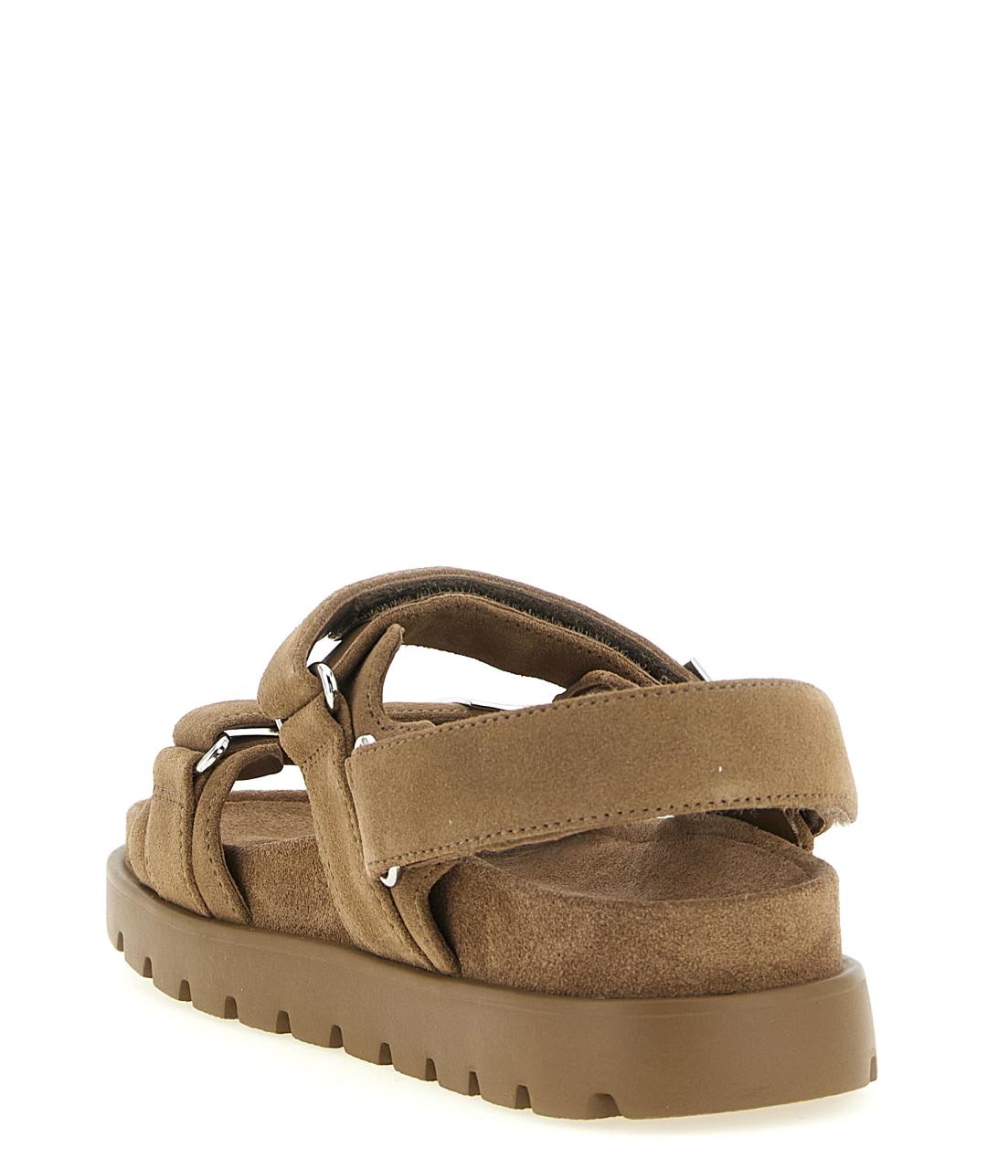 TORY BURCH Коричневые замшевые сандалии, фото 3