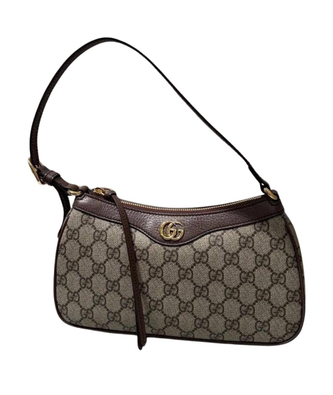 GUCCI Коричневая кожаная сумка с короткими ручками, фото 1