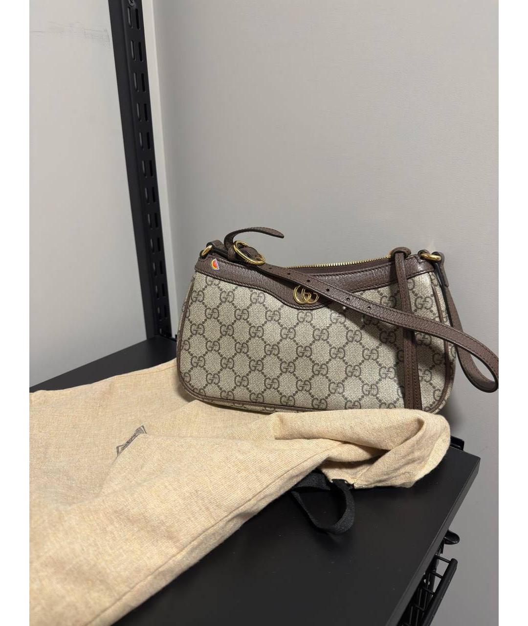 GUCCI Коричневая кожаная сумка с короткими ручками, фото 2