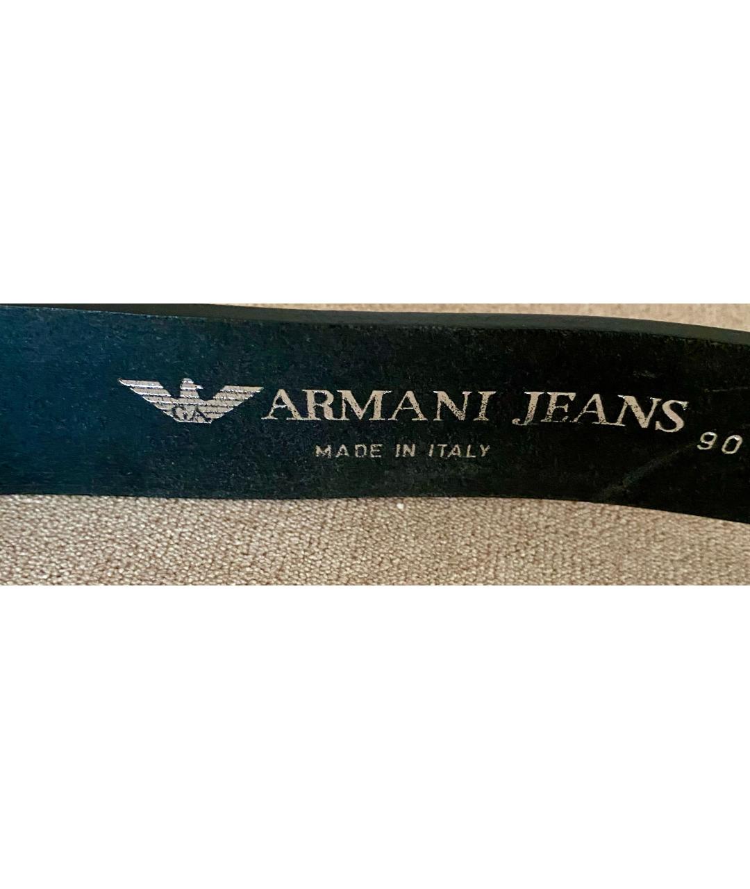 ARMANI JEANS Черный кожаный ремень, фото 3
