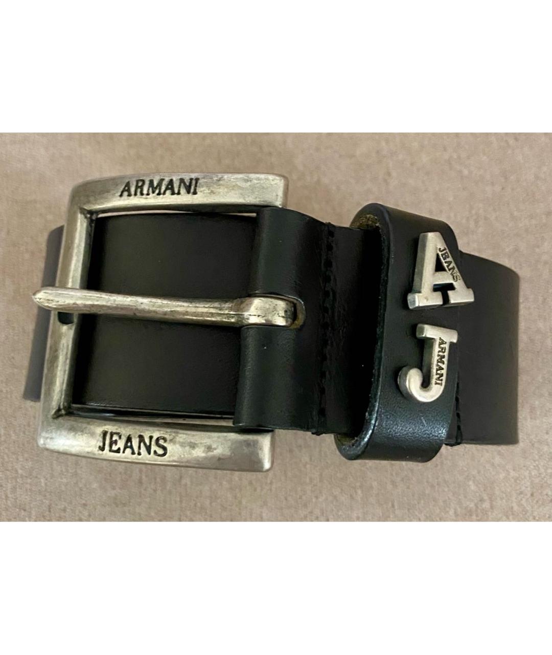 ARMANI JEANS Черный кожаный ремень, фото 5
