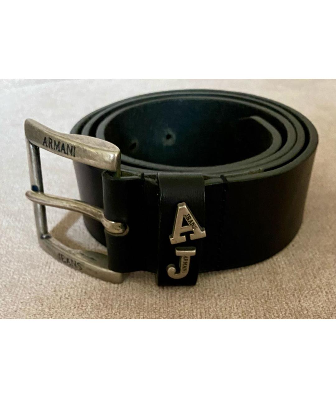 ARMANI JEANS Черный кожаный ремень, фото 8