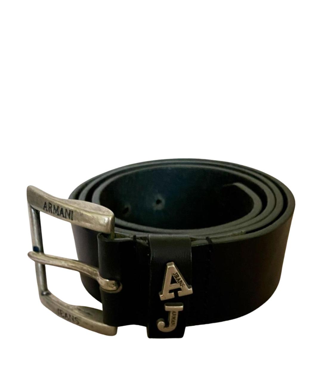 ARMANI JEANS Черный кожаный ремень, фото 1