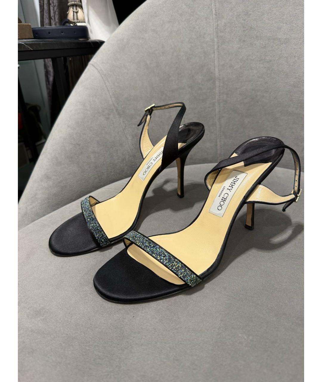 JIMMY CHOO Черные текстильные босоножки, фото 4