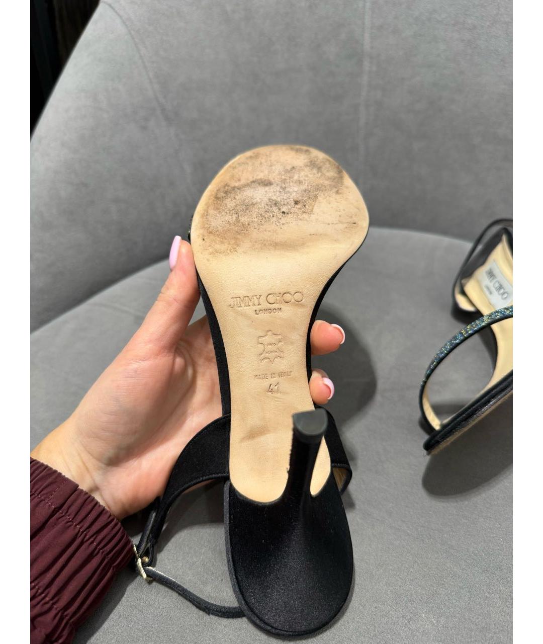 JIMMY CHOO Черные текстильные босоножки, фото 5