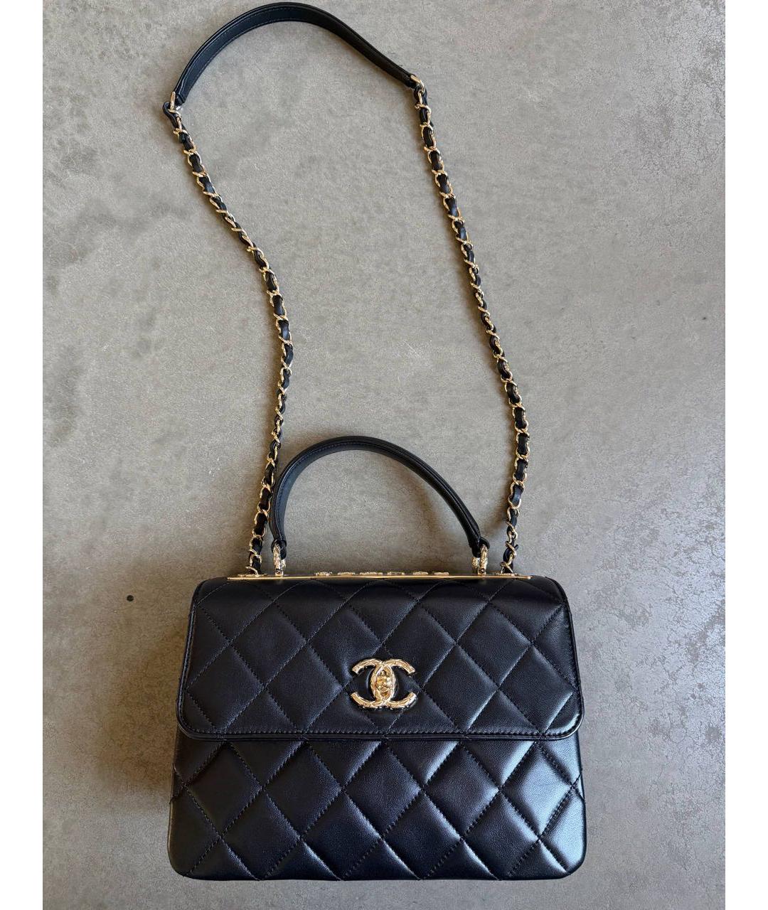 CHANEL Черная кожаная сумка тоут, фото 9