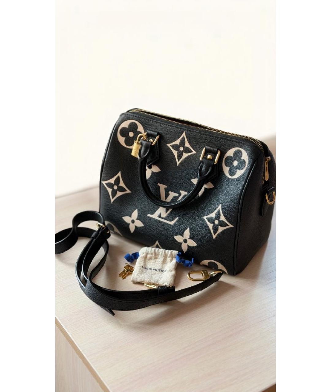 LOUIS VUITTON Черная кожаная сумка с короткими ручками, фото 5