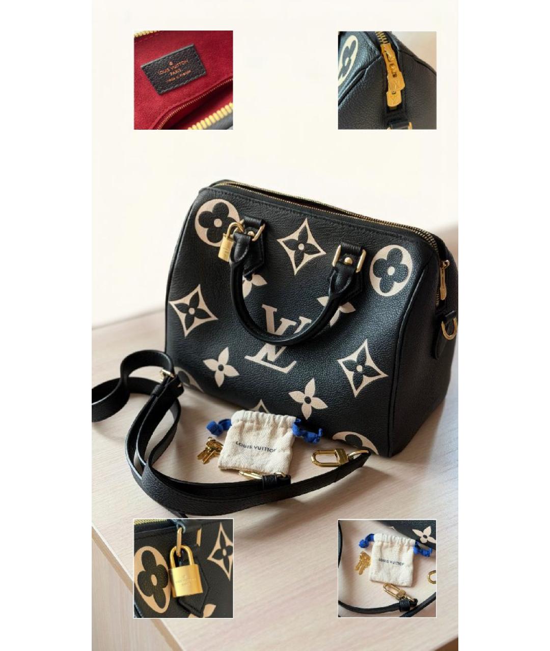 LOUIS VUITTON Черная кожаная сумка с короткими ручками, фото 3
