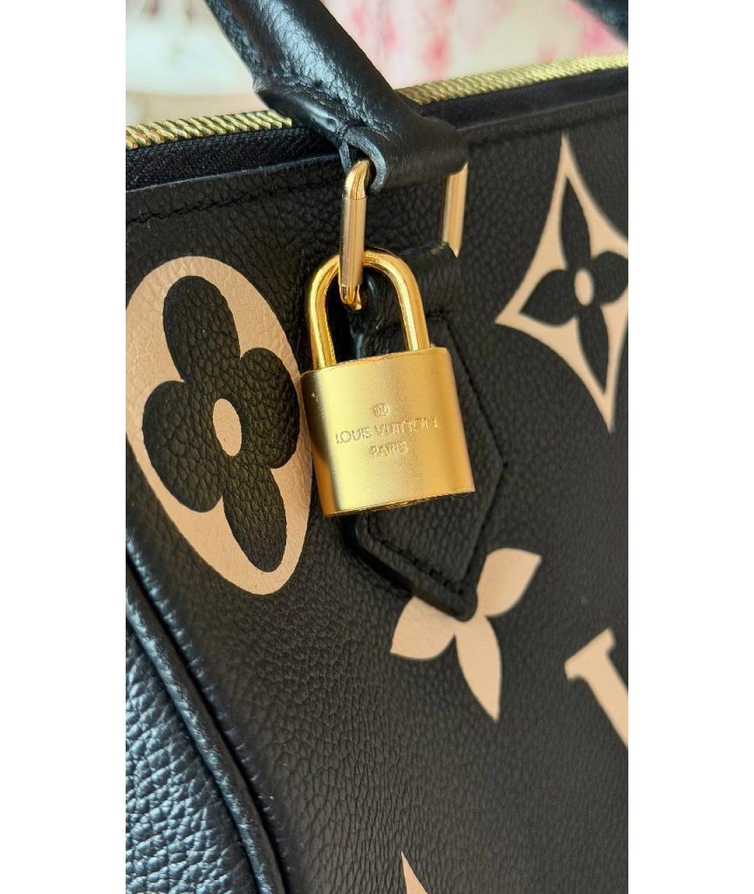 LOUIS VUITTON Черная кожаная сумка с короткими ручками, фото 4