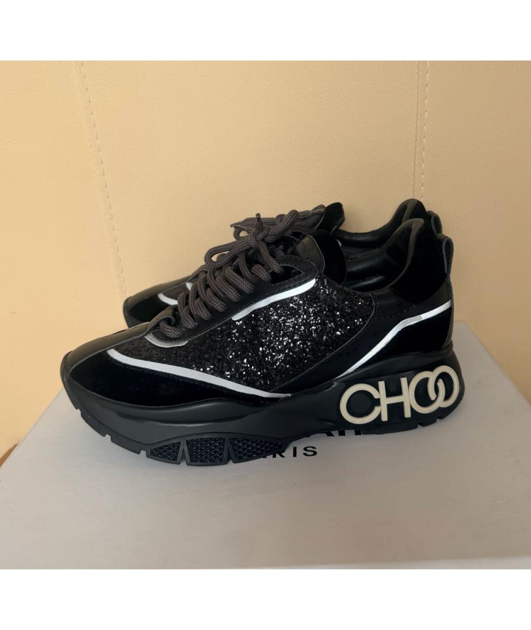 JIMMY CHOO Черные кожаные кроссовки, фото 2