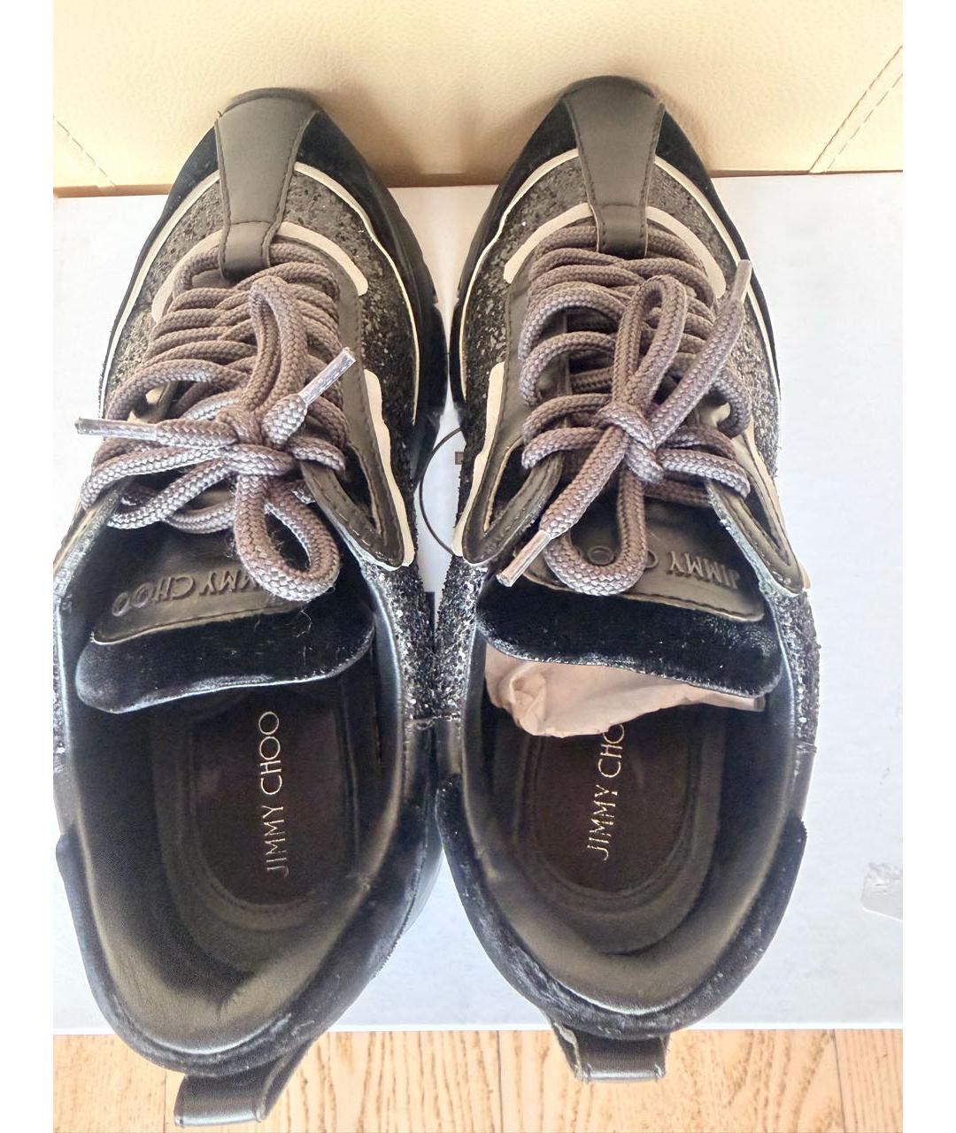 JIMMY CHOO Черные кожаные кроссовки, фото 3
