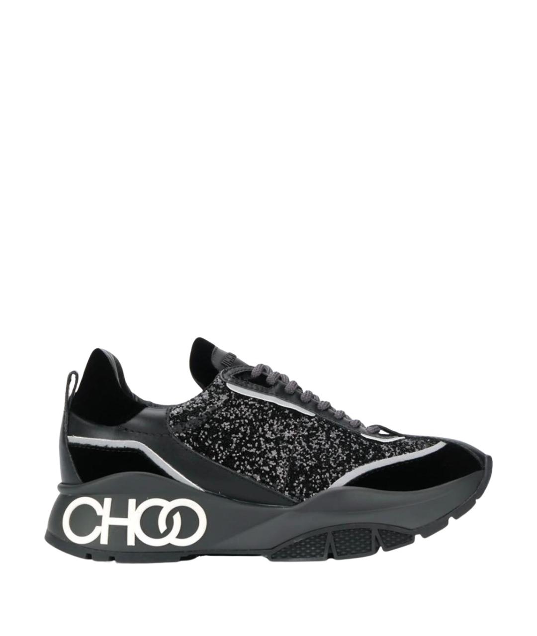 JIMMY CHOO Черные кожаные кроссовки, фото 1
