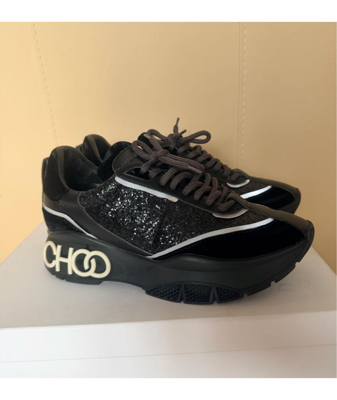 JIMMY CHOO Черные кожаные кроссовки, фото 5