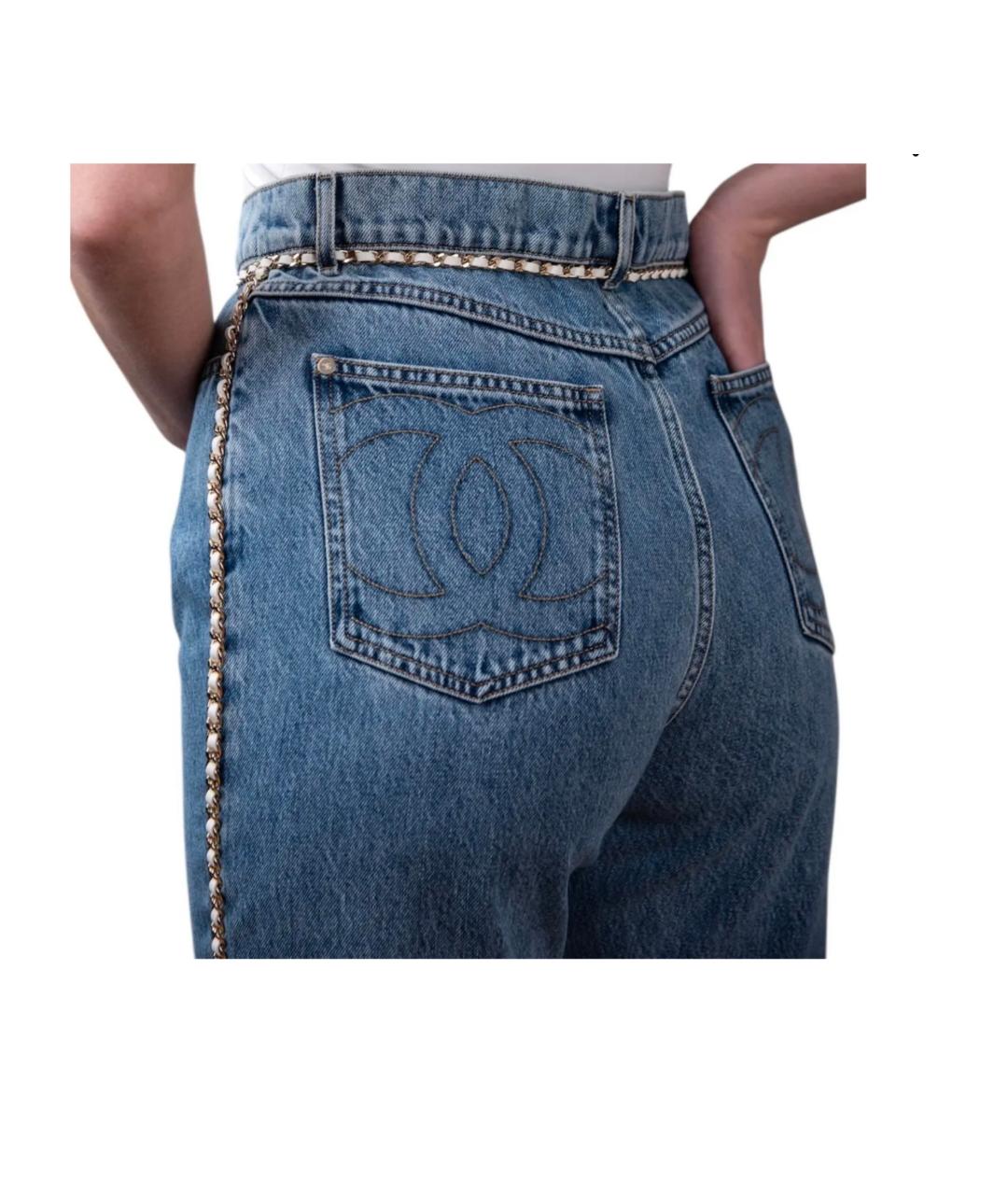 CHANEL Голубые хлопковые прямые джинсы, фото 9