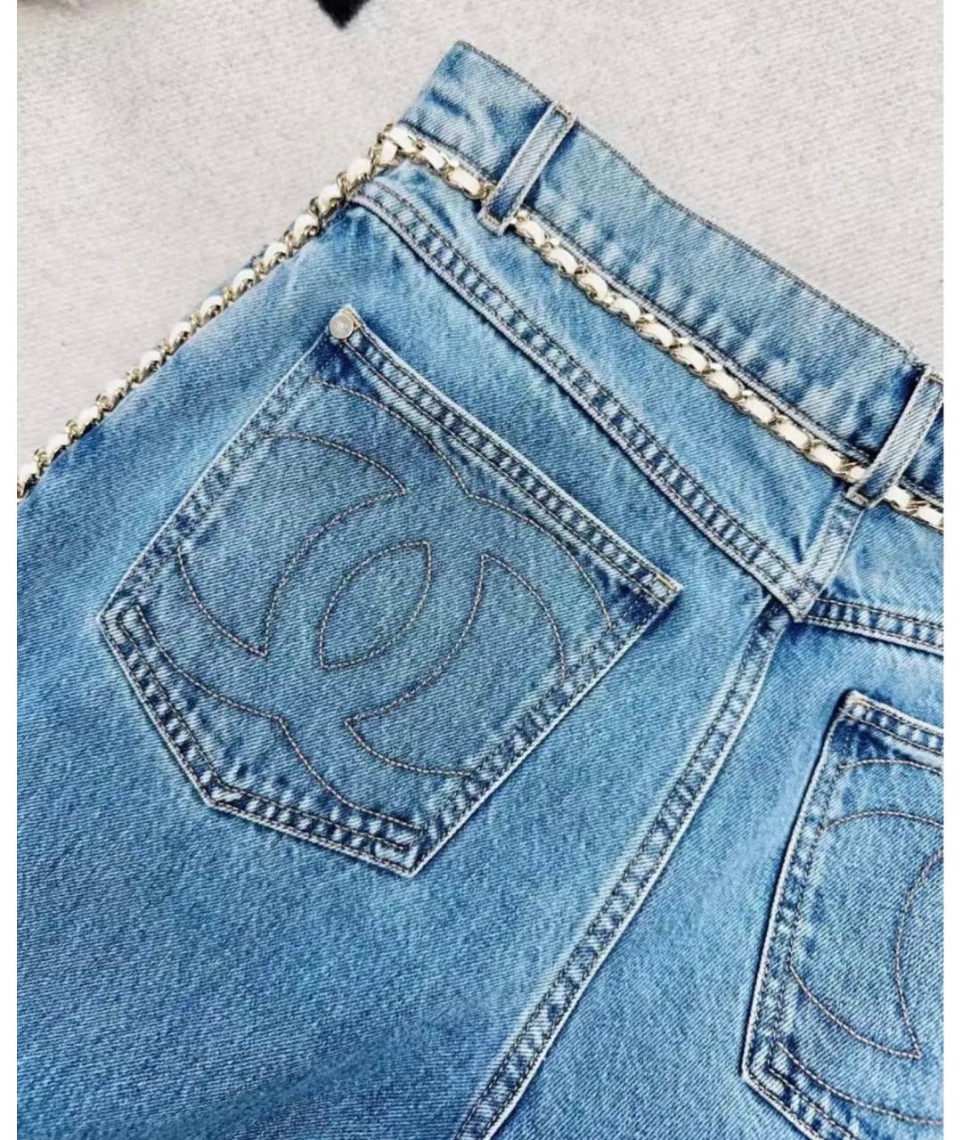 CHANEL Голубые хлопковые прямые джинсы, фото 8