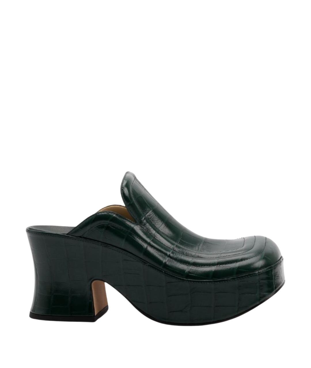 BOTTEGA VENETA Зеленые кожаные сабо, фото 1