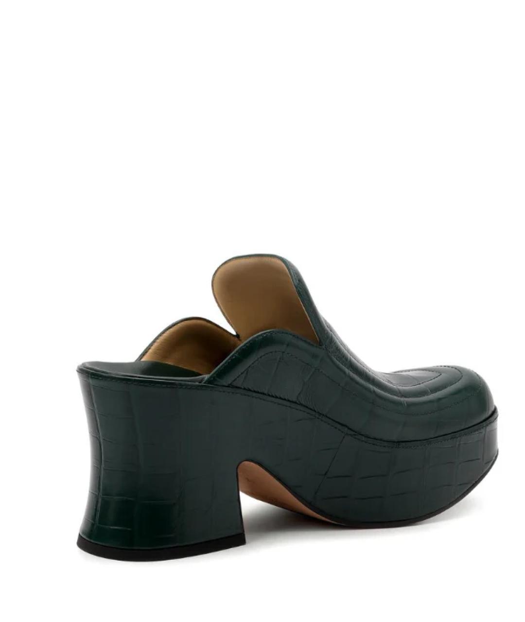 BOTTEGA VENETA Зеленые кожаные сабо, фото 3