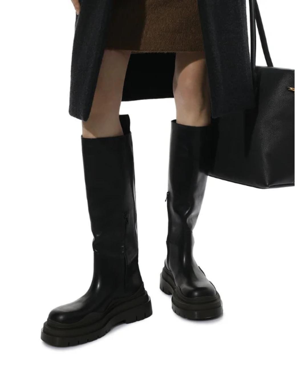 BOTTEGA VENETA Черные кожаные ботфорты, фото 2