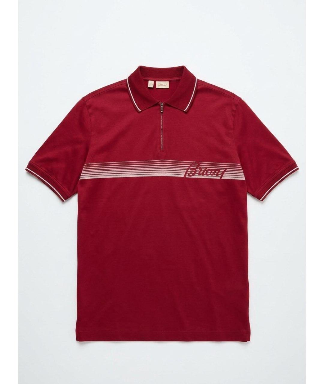 BRIONI Бордовое хлопковое поло с коротким рукавом, фото 5