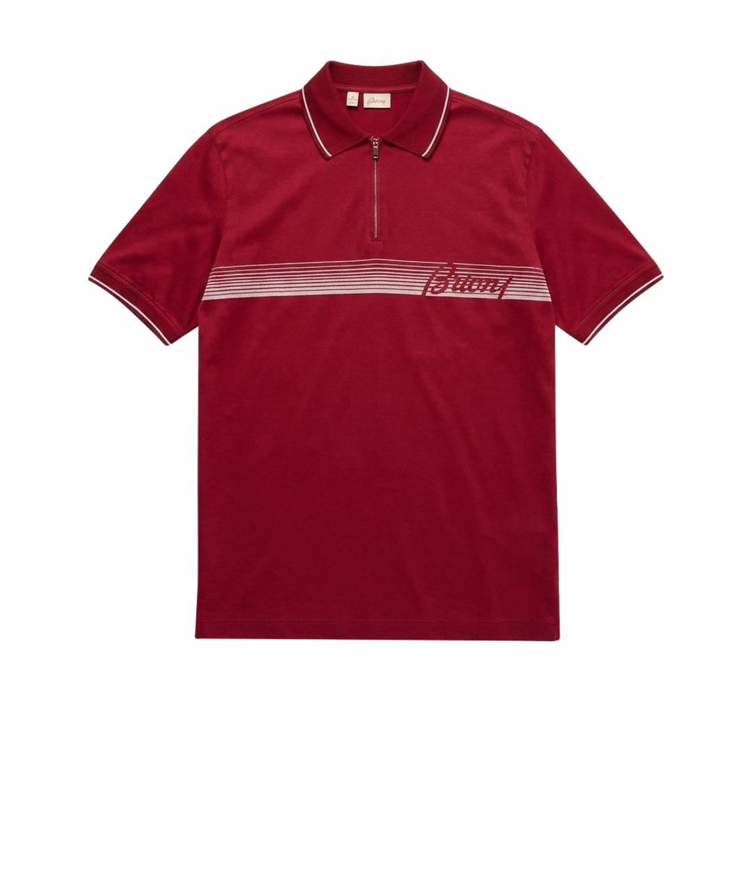 BRIONI Бордовое хлопковое поло с коротким рукавом, фото 1