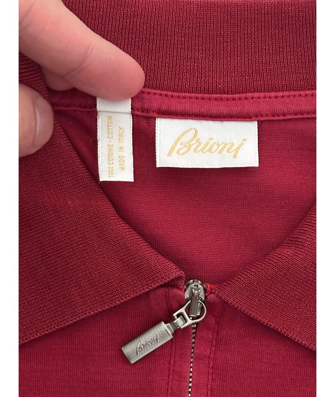 BRIONI Бордовое хлопковое поло с коротким рукавом, фото 4