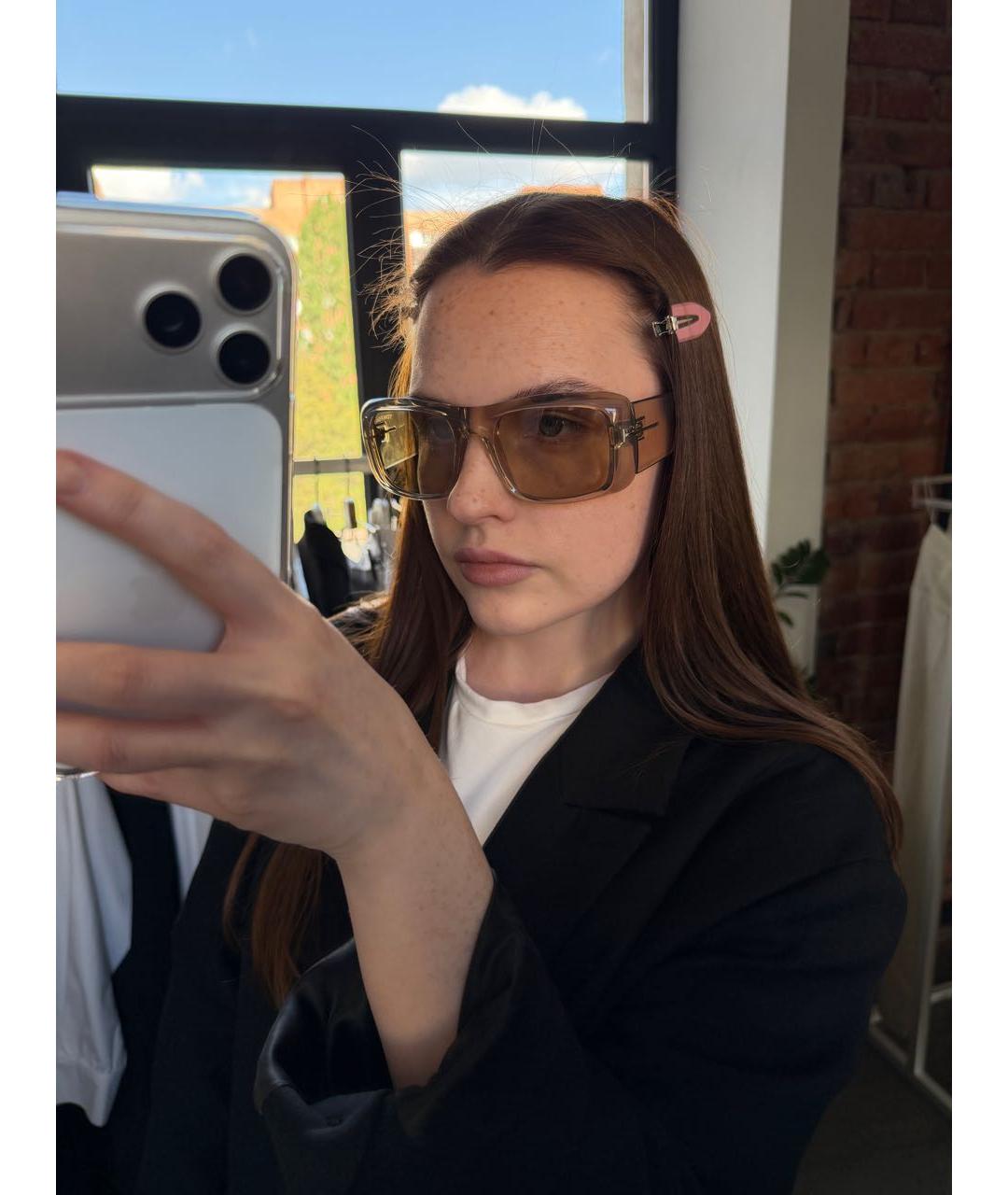 TOM FORD Бежевые пластиковые солнцезащитные очки, фото 4