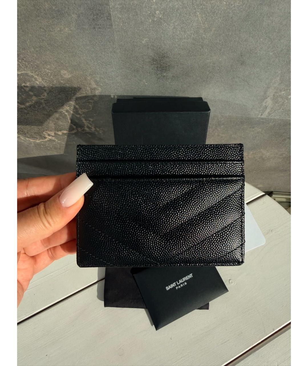 SAINT LAURENT Черный кожаный кардхолдер, фото 3